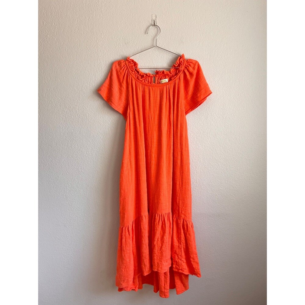 Maeve Anthropologie Selah High-Low Ruffle Dress in Coral (Orange) Size XS